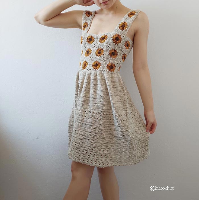 Beautiful sunflower crochet dress by Izabela Firlova