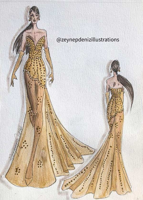 Fashion Dress Illustration Sketches by Zeynep Deniz