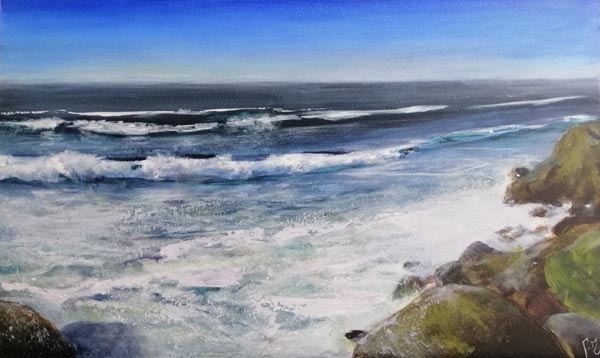 Seascape Sea Realistic Ocean Oil Painting on Canvas by Alesia Habovych