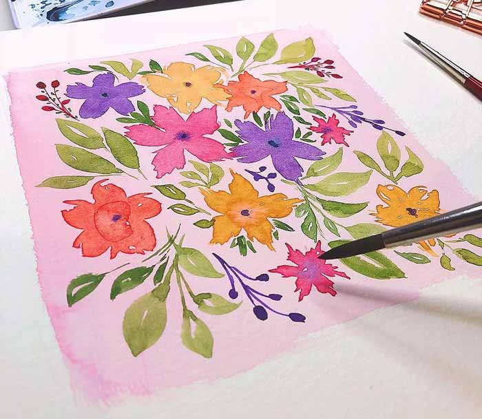 Watercolor Flowers Paintings by Monica Schick