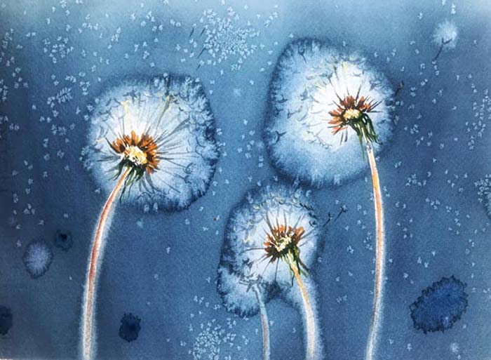 The Portraits of People and Flowers Watercolor Paintings