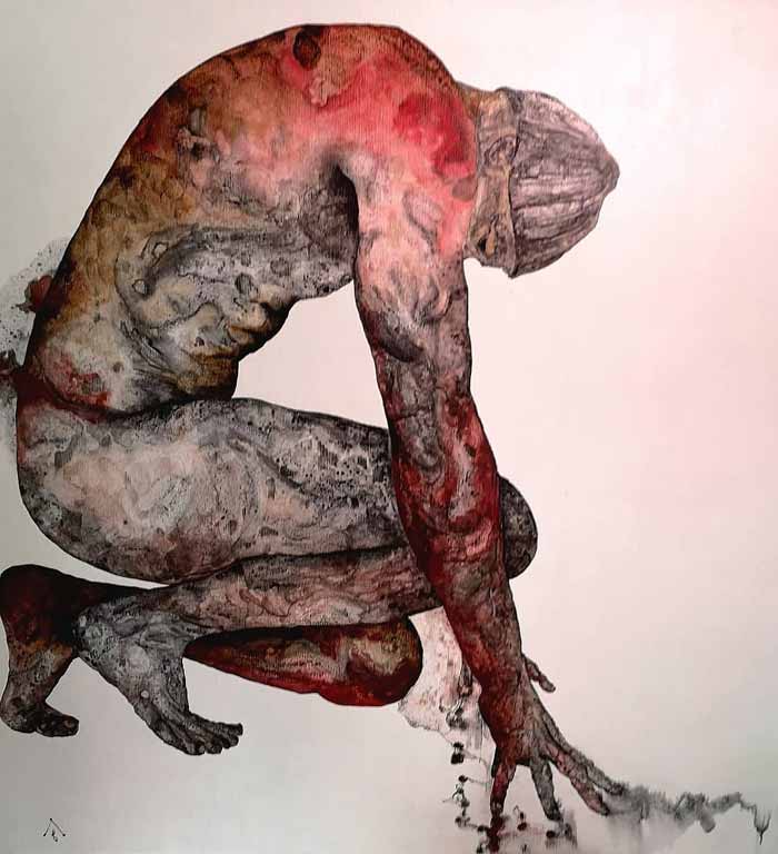 human soul painting, soul painting, contemporary art painting, human figure painting by David Deweerdt
