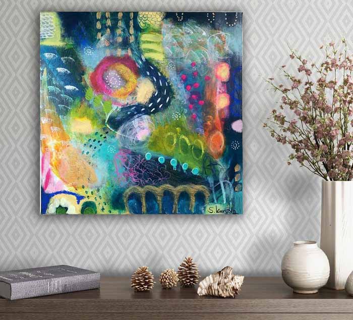 large painting canvas, abstract floral painting