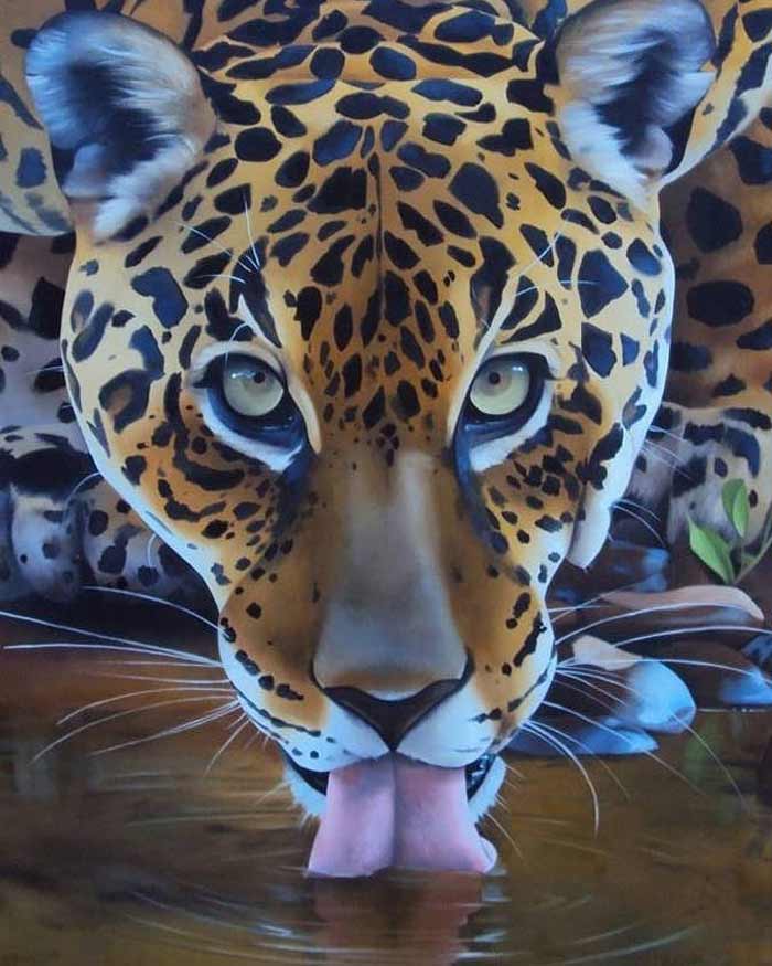 hyper realistic leopard painting, animal painting by Petterson Silva
