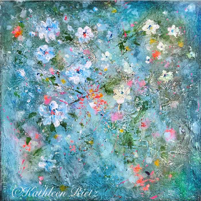 Original Abstract Floral Paintings by Kathleen Rietz