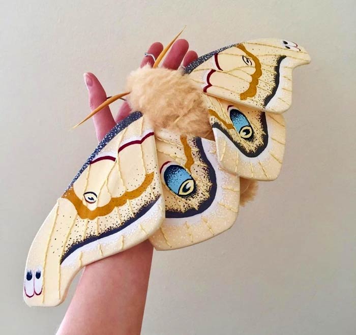 Fabric Sculpture of Moths by Molly Burgess