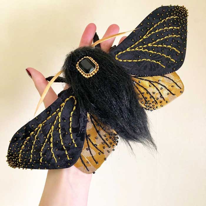 Fabric Sculpture of Moths by Molly Burgess