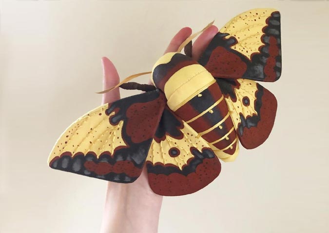 Gorgeous Fabric Sculptures of Moths by Molly Burgess