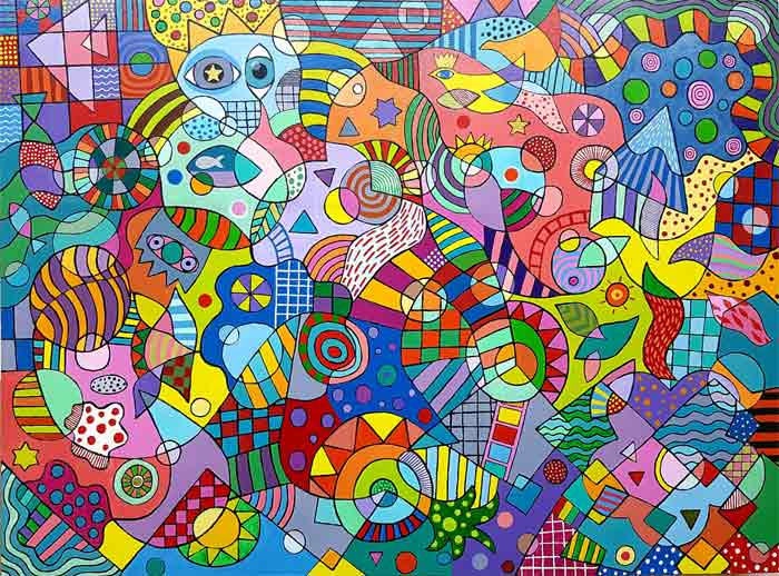 Doodle Art - Acrylic Paintings on Canvas by John Wade