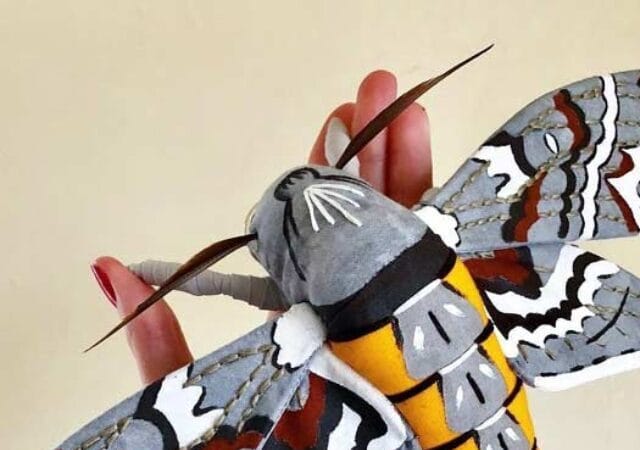 Lovely Fabric Sculpture of Moths by Molly Burgess
