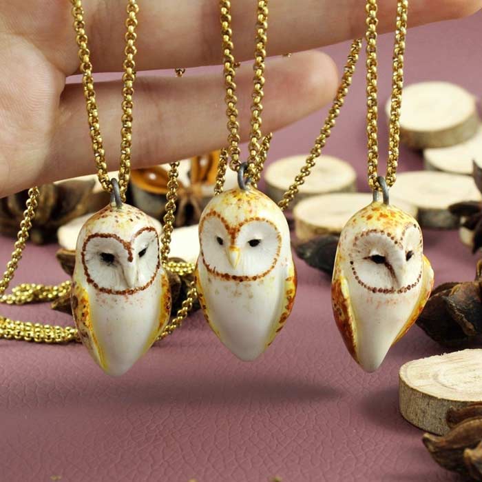 Elder Barn Owls, Necklaces, Ceramic