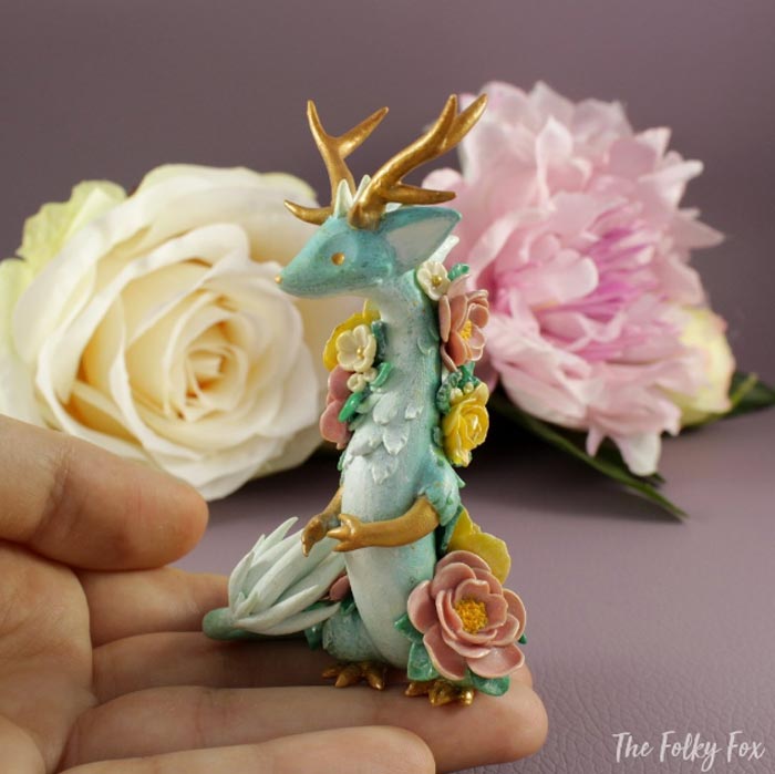 Spring Dragon in polymer clay by Marisa Clemente