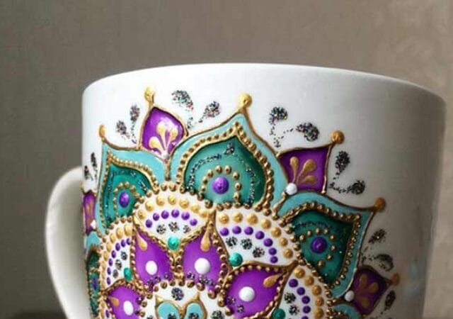 Anastasia Decorated Ceramic With Beautiful Acrylic Paint Dots Mandala Design