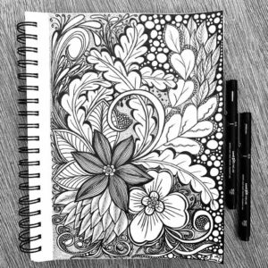 Hand-Drawn Illustration Black and White Flower Designs -Trendy Art Ideas