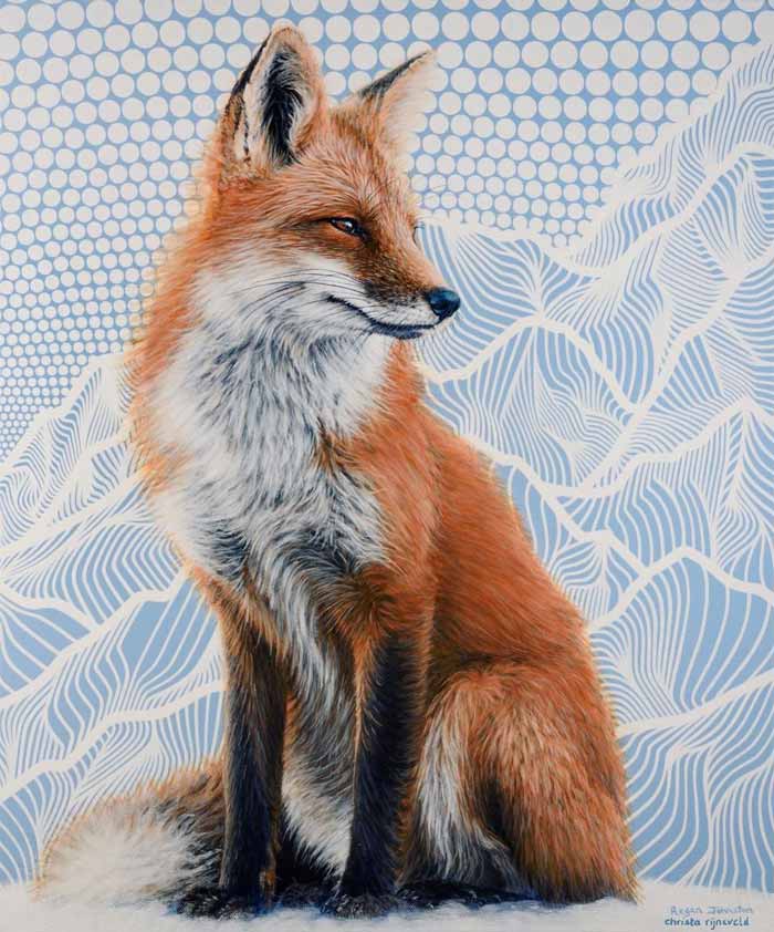 Hyper realistic red fox painting by Regan Johnston