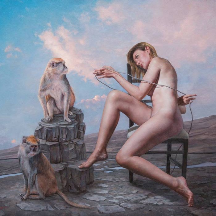 Surreal nude painting by Miguel Madariaga