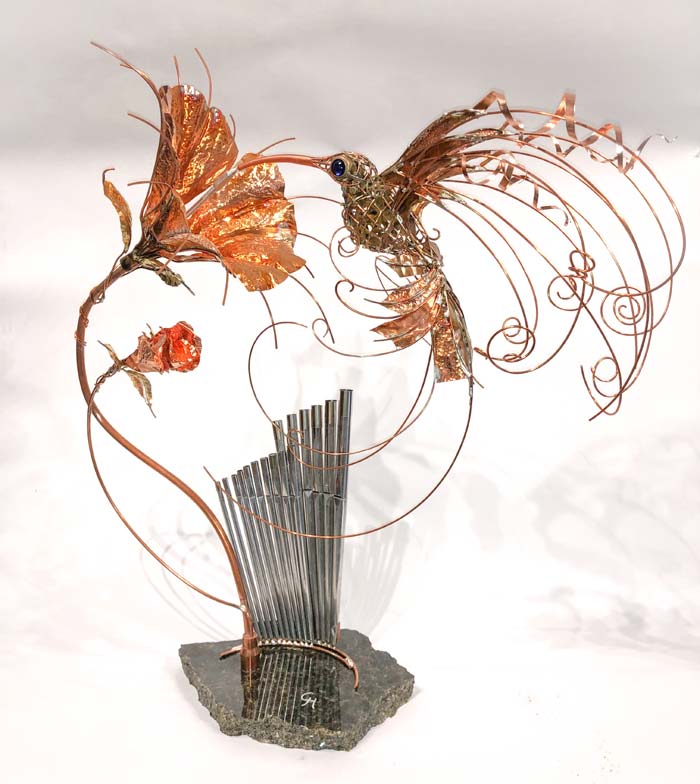 metal humming bird sculpture