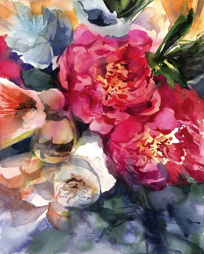 Belle Peonie Watercolor Painting