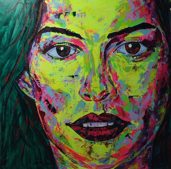 Anne Hathaway pop art portrait style