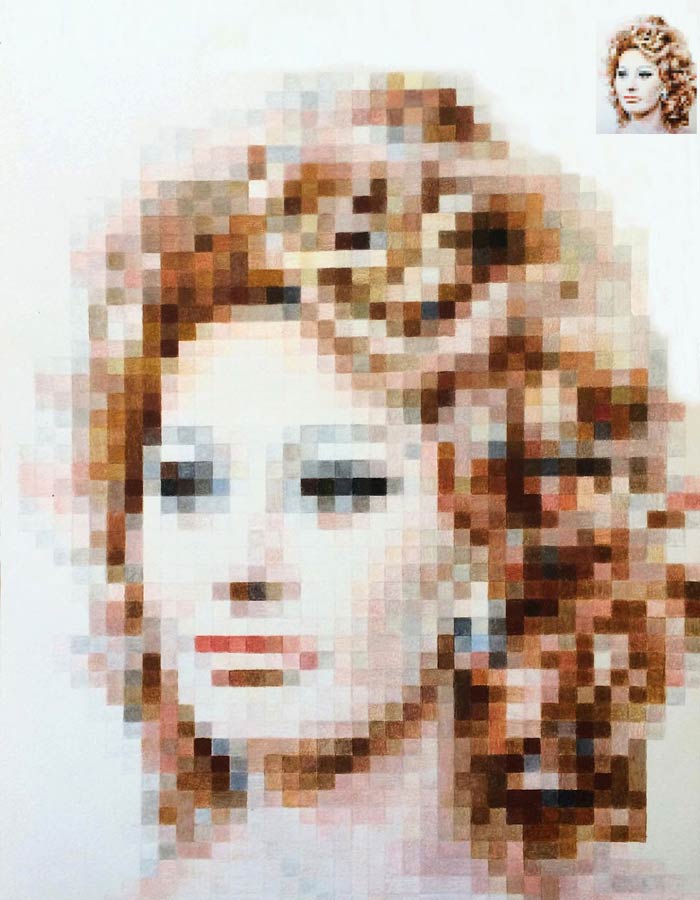 Pixel Art Portraits With Mixed Media Techniques