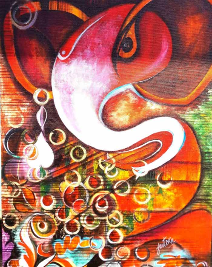 ganesha painting Indian art Jutika