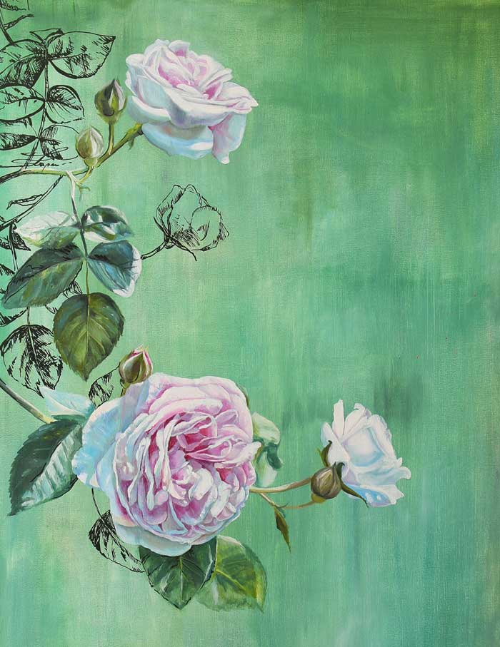 Beautiful pastel painting rose flowers 