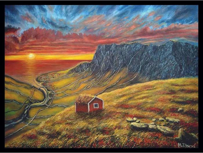 sunset landscape oil painting on canvas