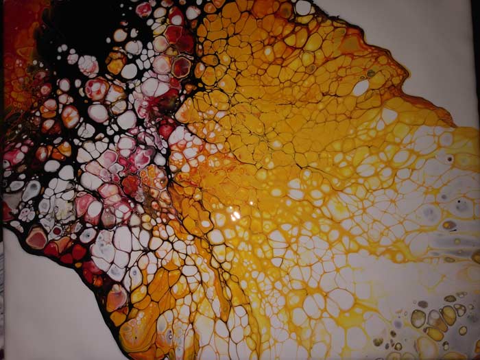 Unique acrylic pour painting techniques by Madeline Barclay