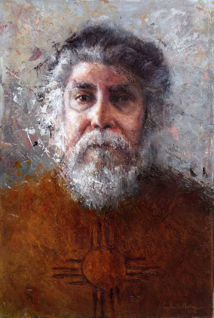 El Profeta portrait painting in oils