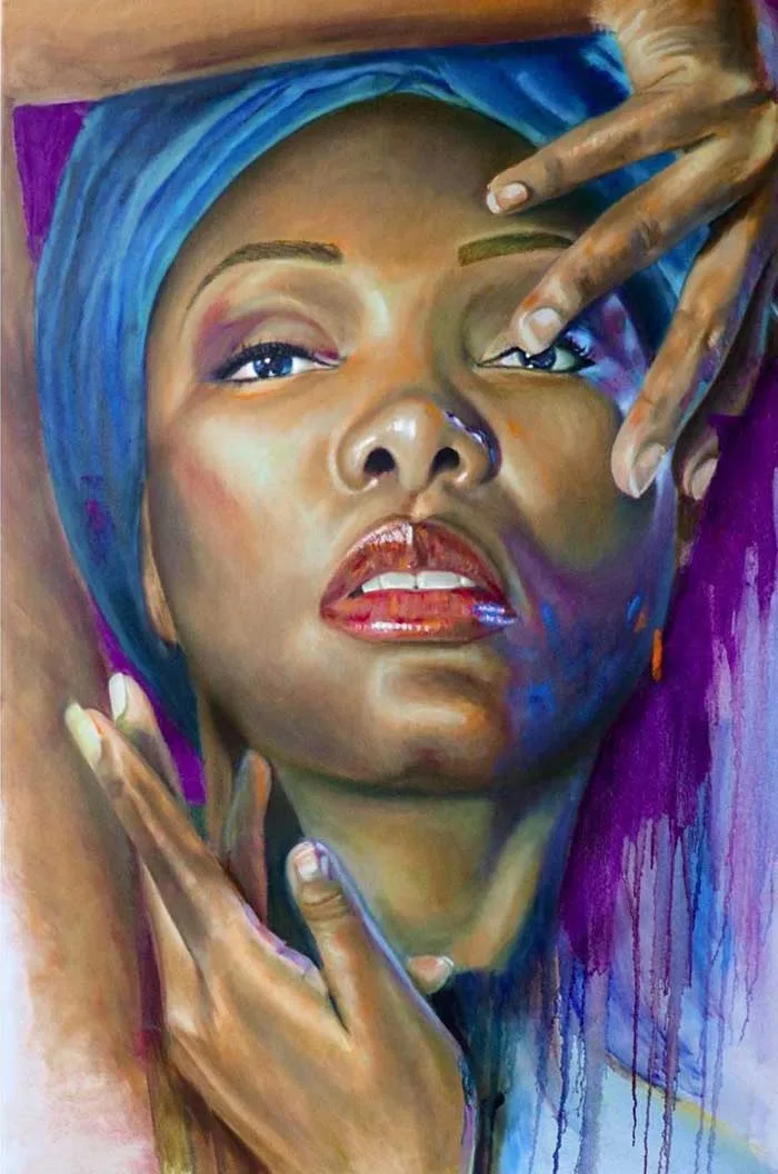 Beautiful black newest woman painting