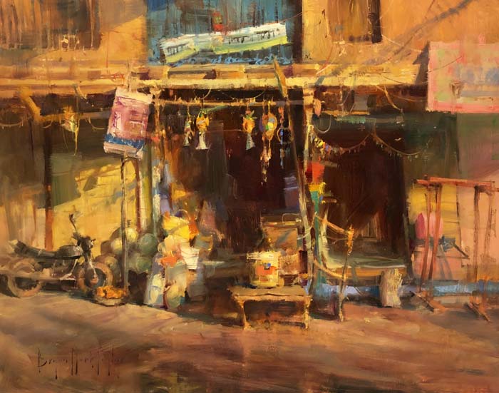 Marketplace landscape painting by Bryan Mark Taylor
