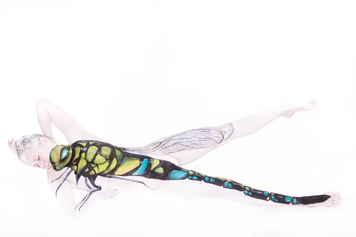 Dragonfly body art by Gesine Marwedel