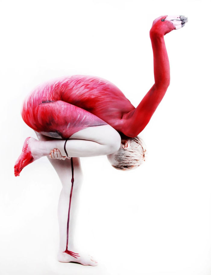 Flamingo body art by Gesine Marwedel