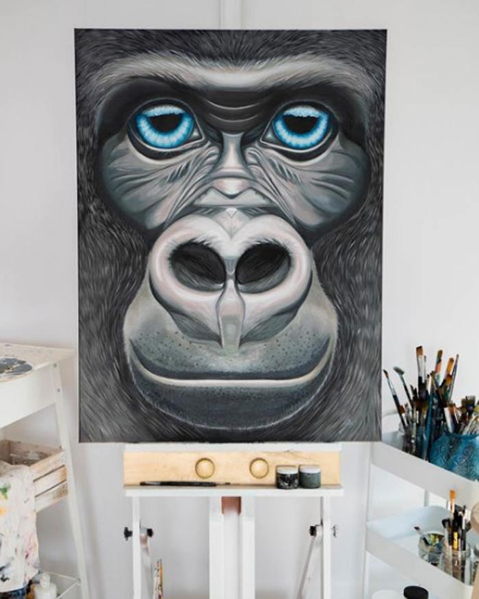 Gorilla portrait painting by Ekaterina
