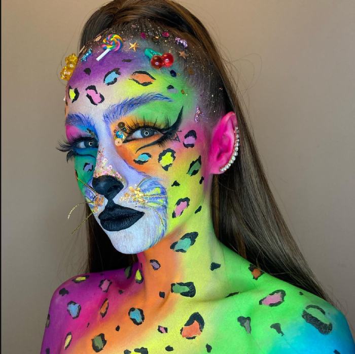 Colorful Leopard body painting