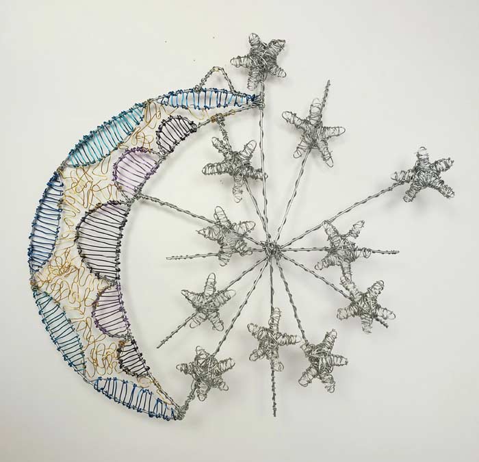 Wire wall art moon and stars