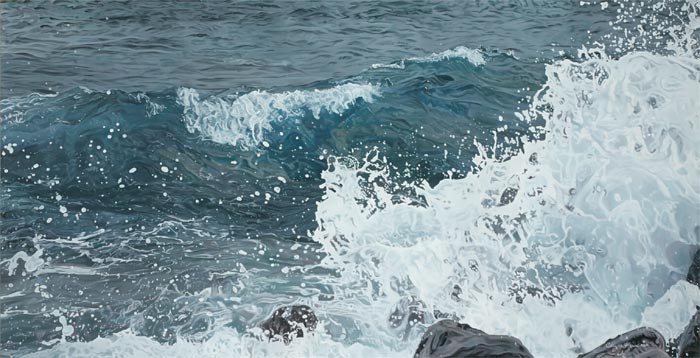 Artist making beautiful Sea storm painting 