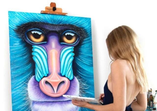 Mandrill oil painting by Ekaterina