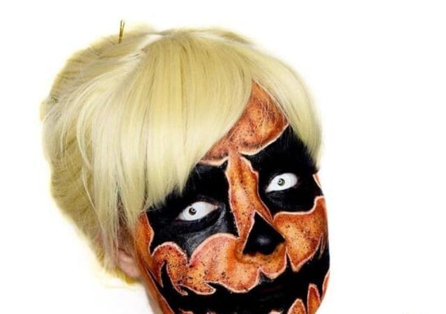 Makeup artist transforms her face into a pumpkin