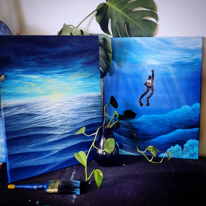 Shan McLoughlin Ocean acrylic painting waves