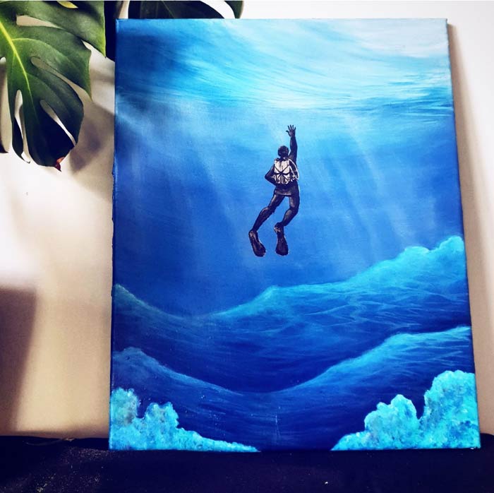 Scuba diver painting by Shan McLoughlin