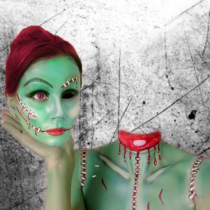 Headless Zombie makeup look by Emma Van-De-Peer