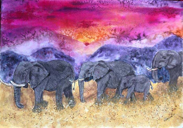 Painting with a twist elephant by Kathy Lee