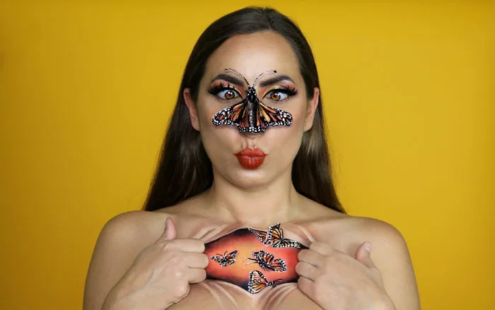Monarque Butterfly illusion makeup by Sarah Murphy