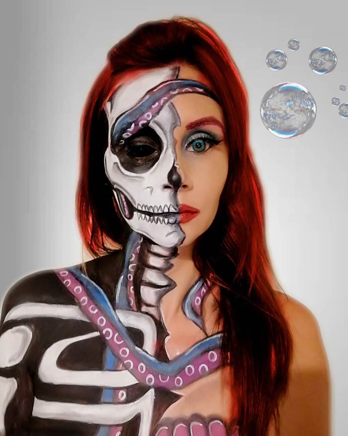 Halloween skull makeup art by Emma Van-De-Peer