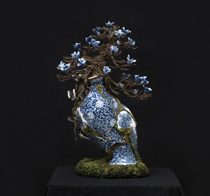 Bonsai blue roses masterpiece art by Patrick Bergsma