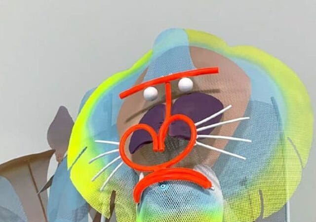 Mandrill Portrait metal sculpture by Federico Cosmi