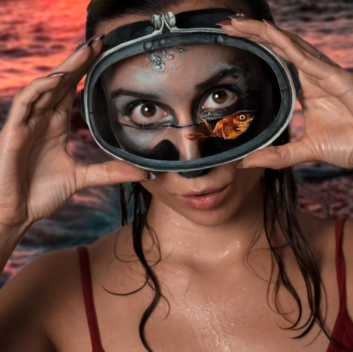 Diving mask face paint by Marta Ortega