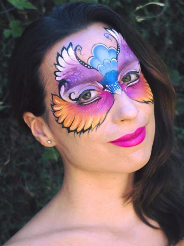 Pink Angel Face Paint Design by Marta Ortega 