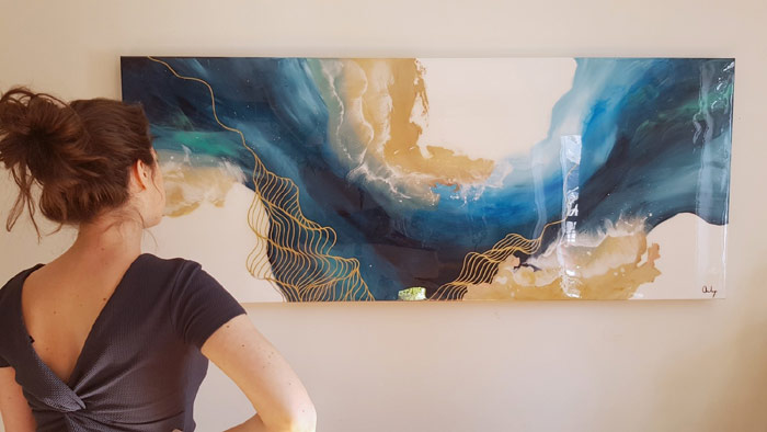 abstract acrylic fluid painting on canvas